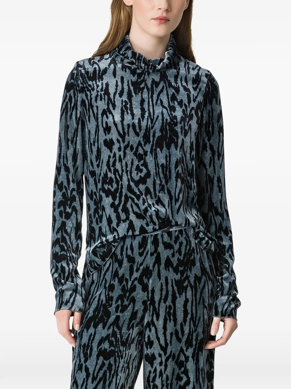 Forte Moiré blouse Blauw