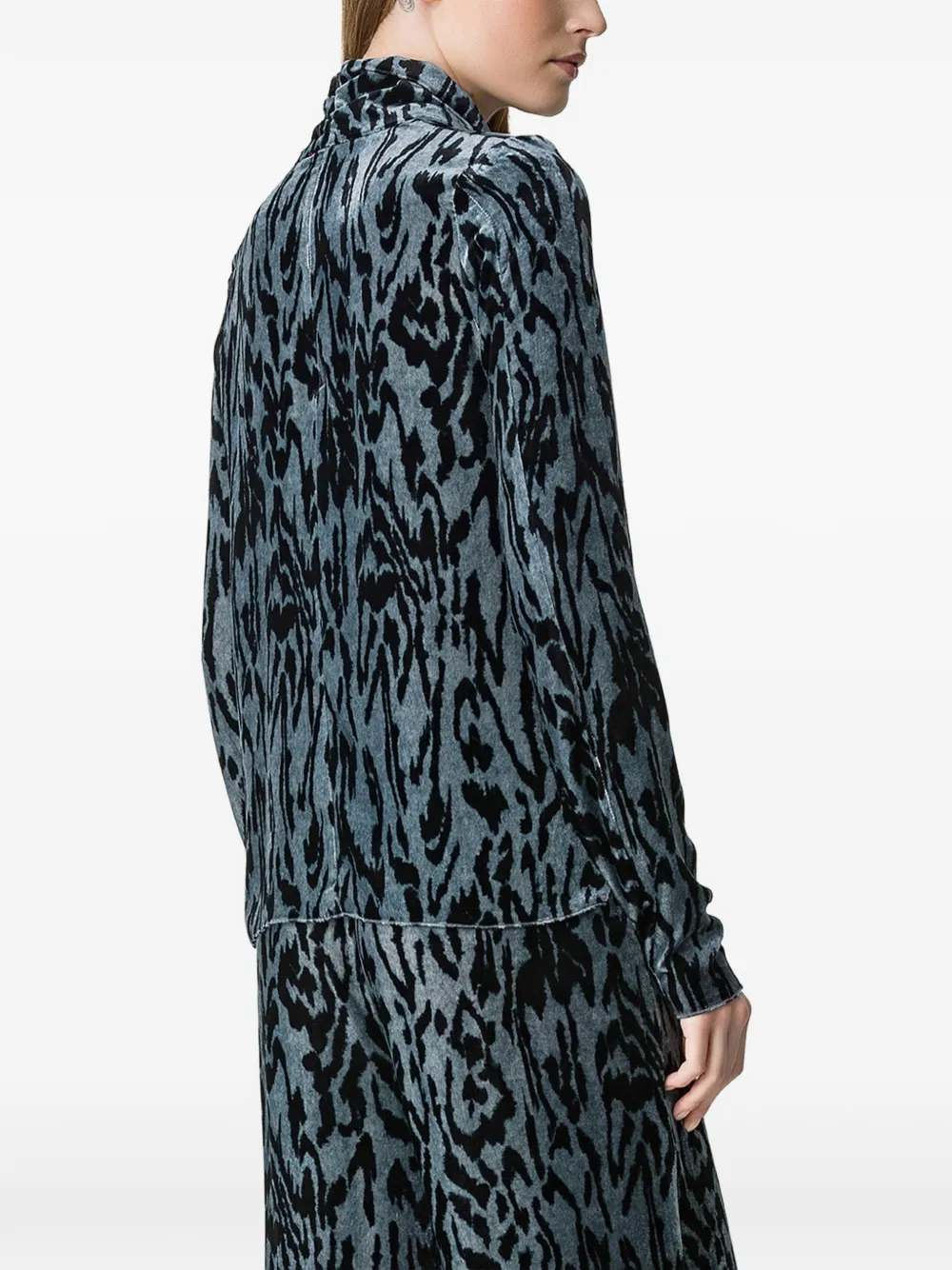 Forte Moiré blouse Blauw