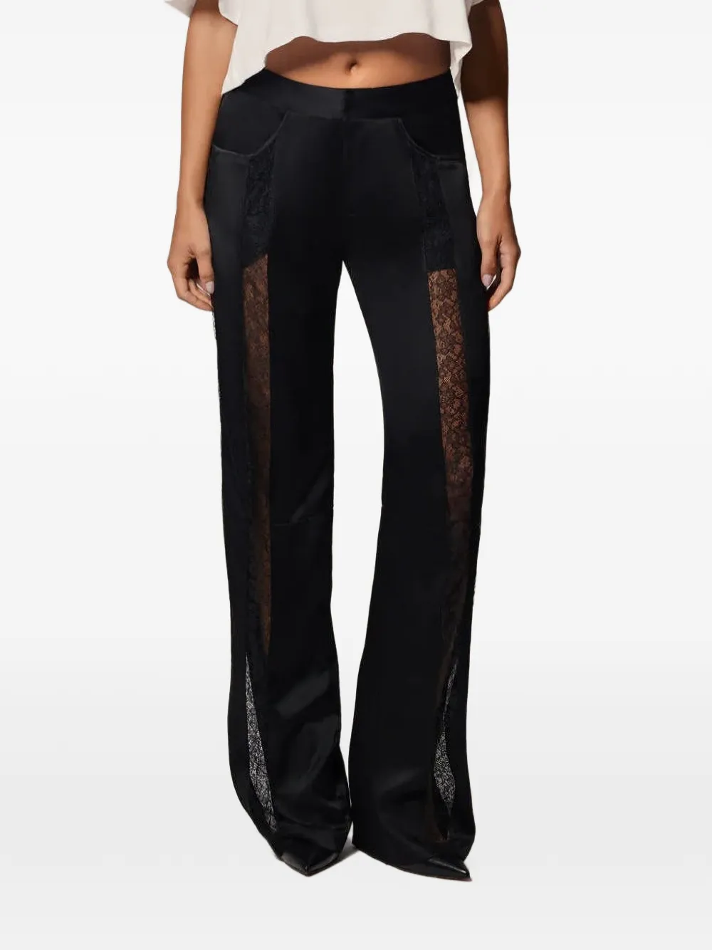 Kiki de Montparnasse Petite Fleur lace-panel trousers - Nero