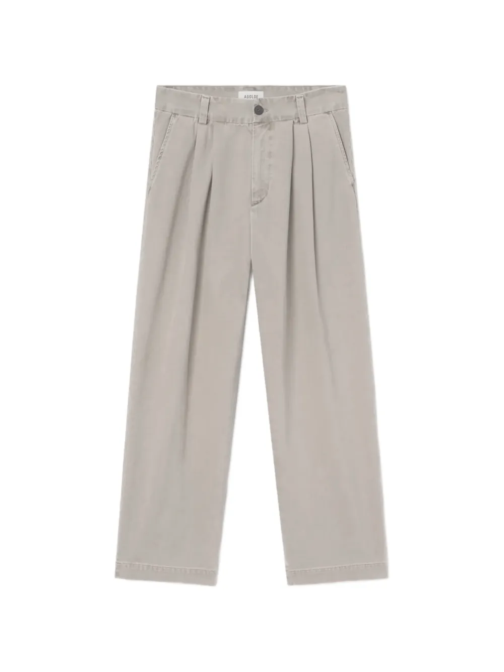AGOLDE Slater pleated straight-leg cotton trousers - Nude