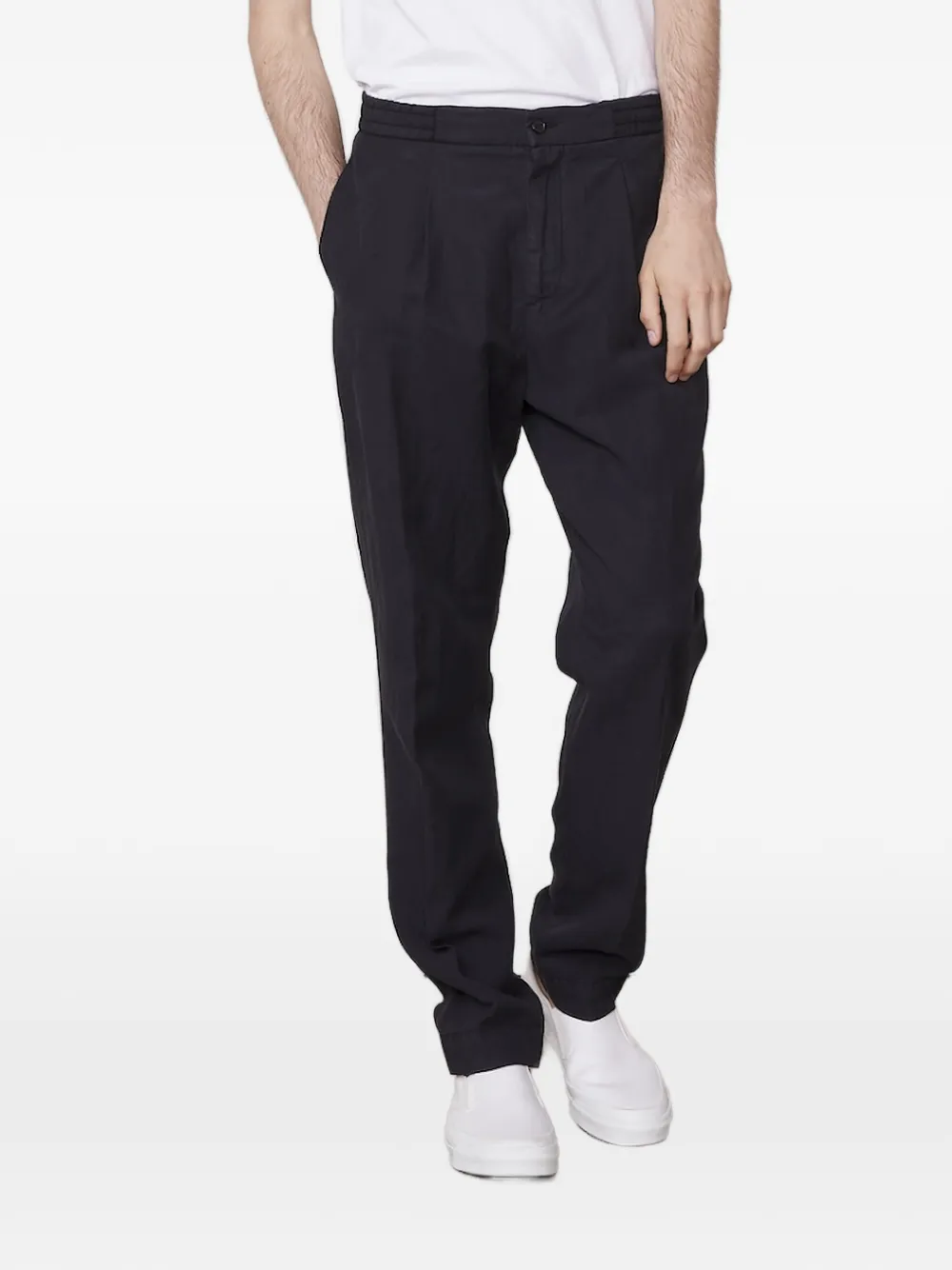 Officine Generale Drew pleated elasticated-waistband trousers - Nero