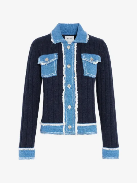Barrie ribbed-knit frayed-edge jacket