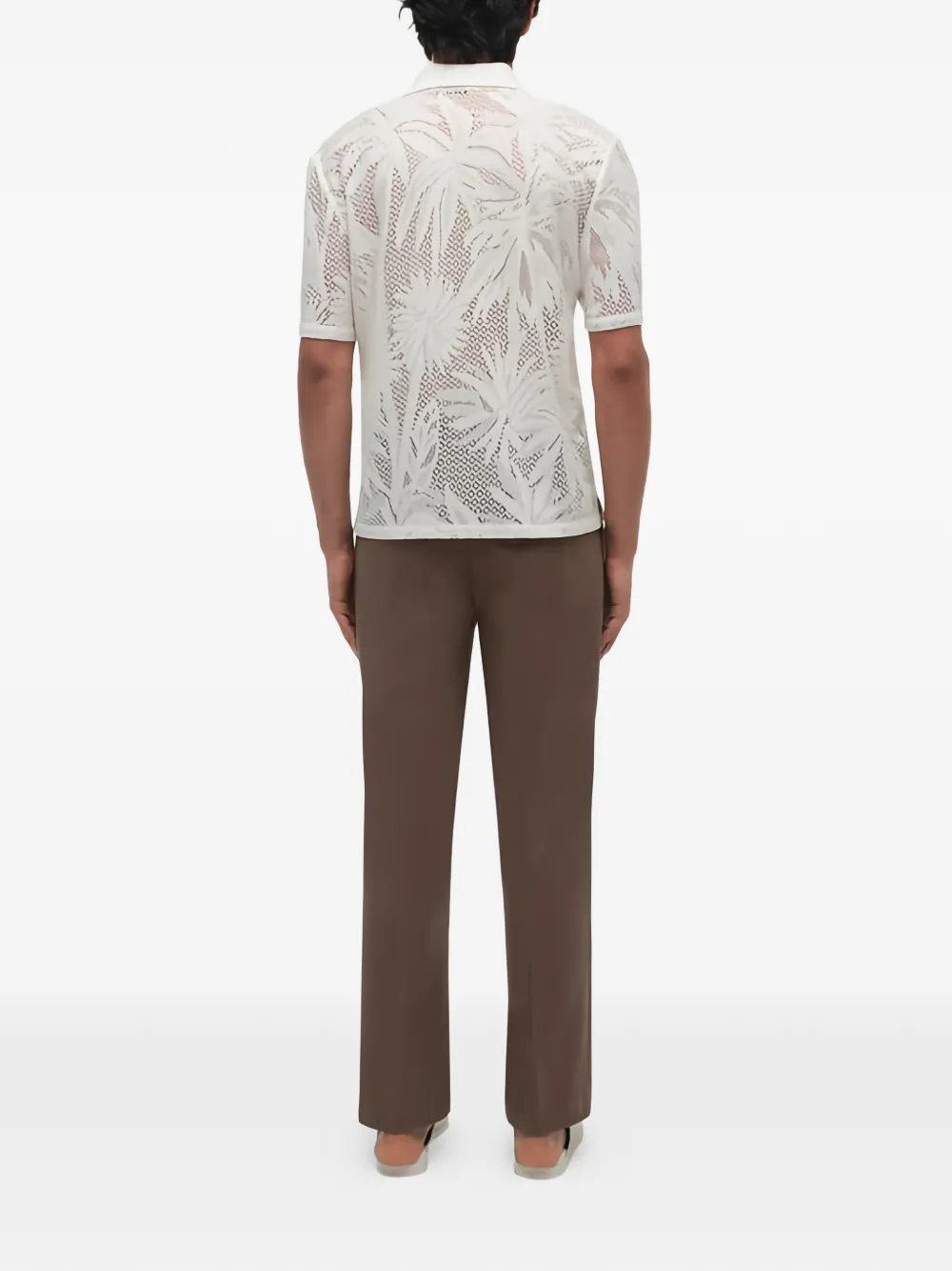 SIMKHAI Conrad Button-down Short-sleeve Shirt in Neutrals, view 4