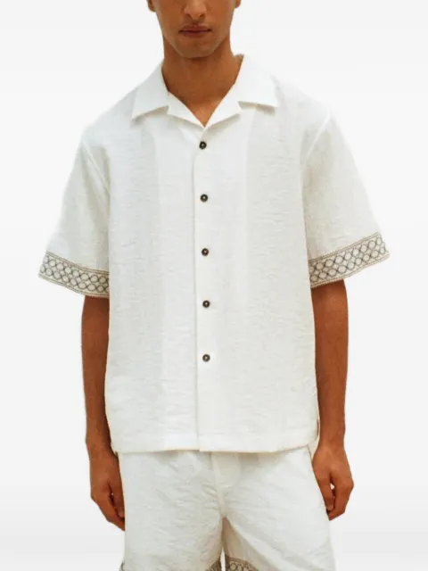 COMMAS embroidered-trim button-down bowling shirt