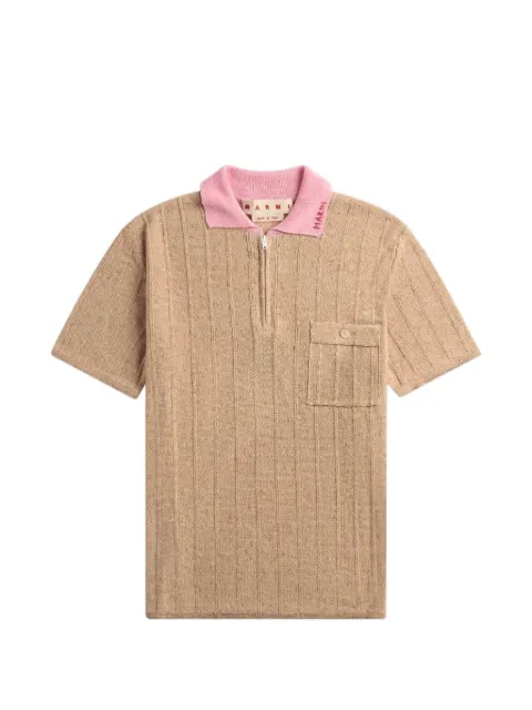 Marni cable-knit half-zip polo shirt