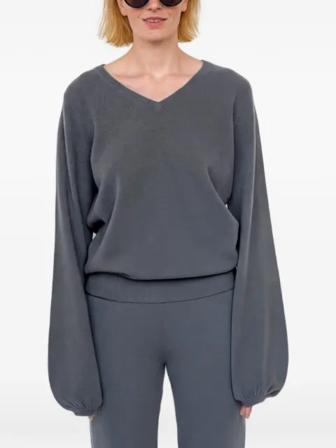 Frenckenberger V-neck balloon-sleeve sweater