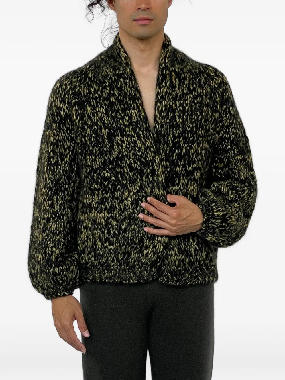 Frenckenberger chunky-knit shawl-lapel cardigan - Nero