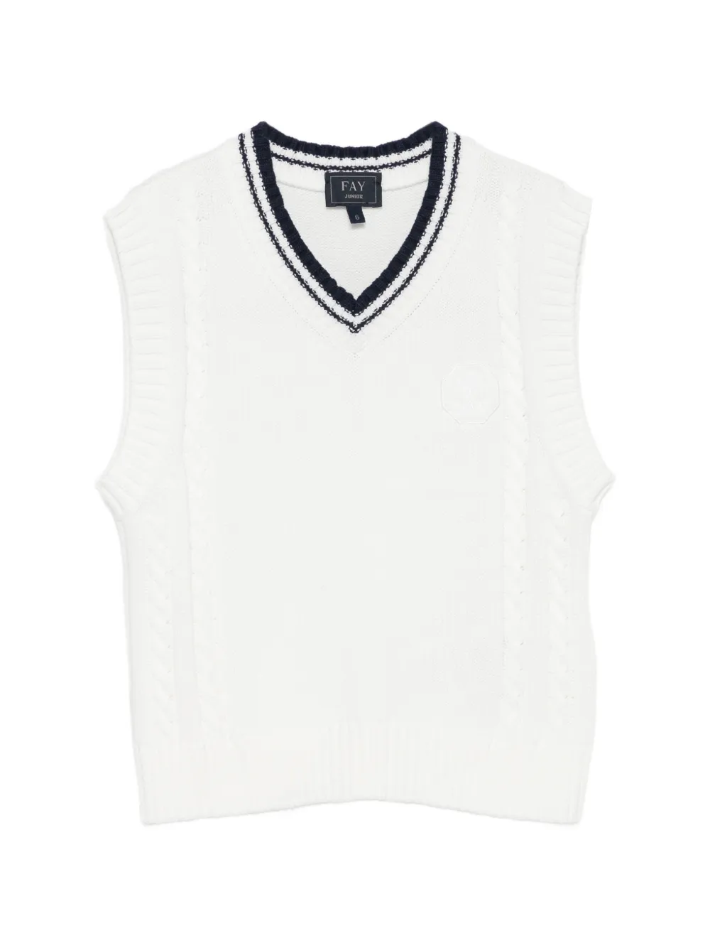 Fay Kids cable-knit V-neck gilet - Bianco