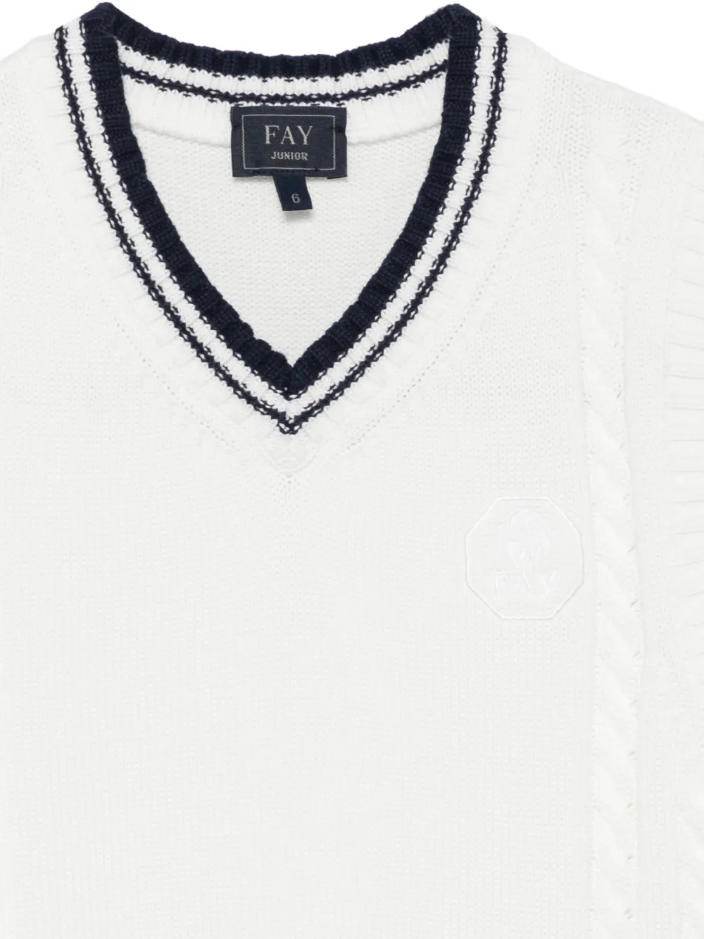 Fay Kids Kabelgebreide bodywarmer met V-hals Wit