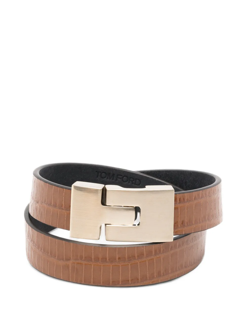 TOM FORD lizard-effect wrap bracelet - Marron TOM FORD lizard-effect wrap bracelet - Marron