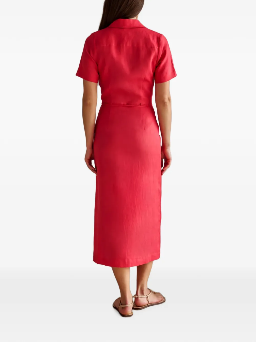 HEVRON Button-down midi-jurk met split Rood