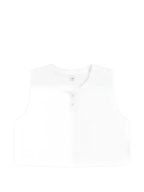 LESET Margo henley-neck cropped top
