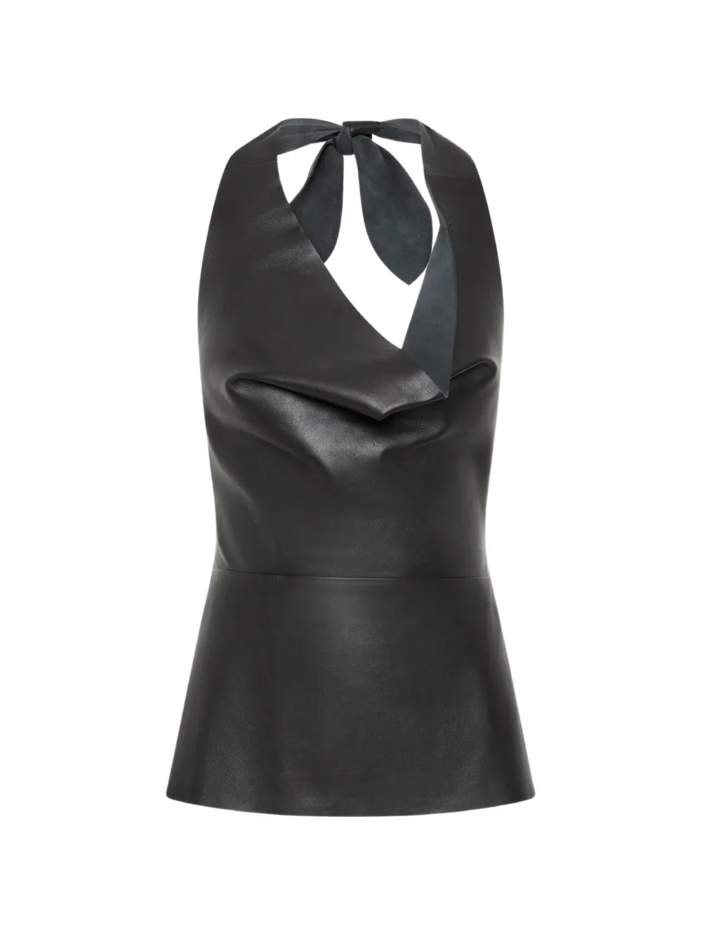 St. Agni asymmetric draped leather top - Nero