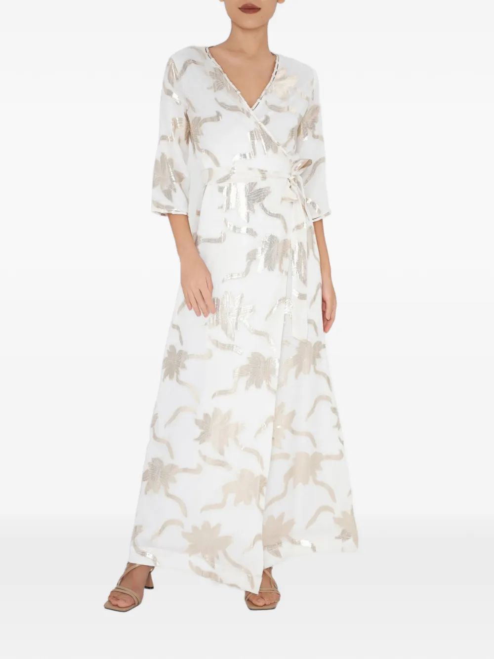 Charlotta Gandolfo floral-details silk maxi wrap dress