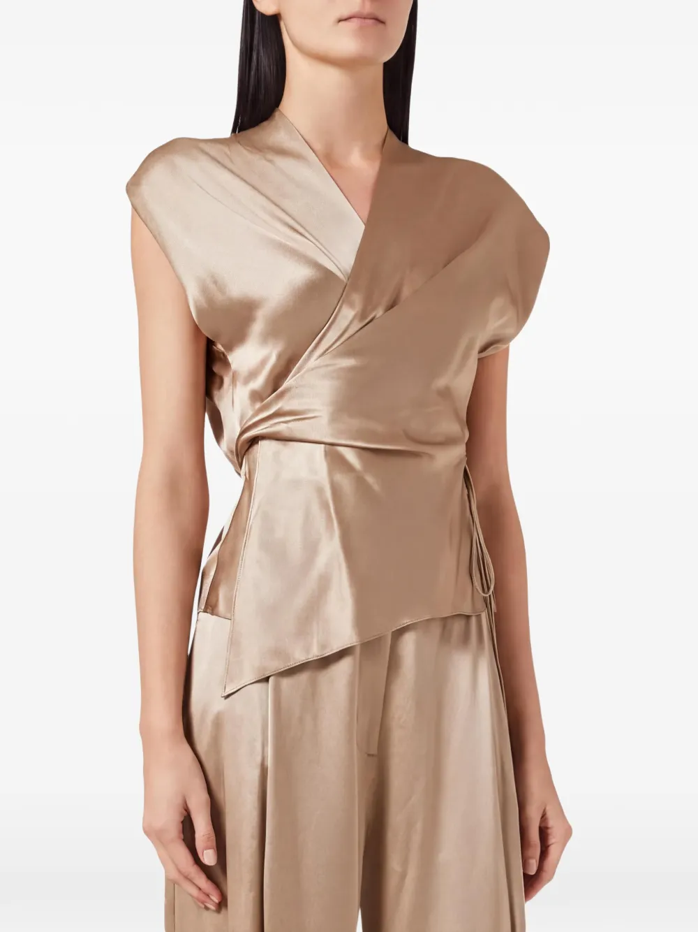 The Sei wrap-design sleeveless blouse - Oro