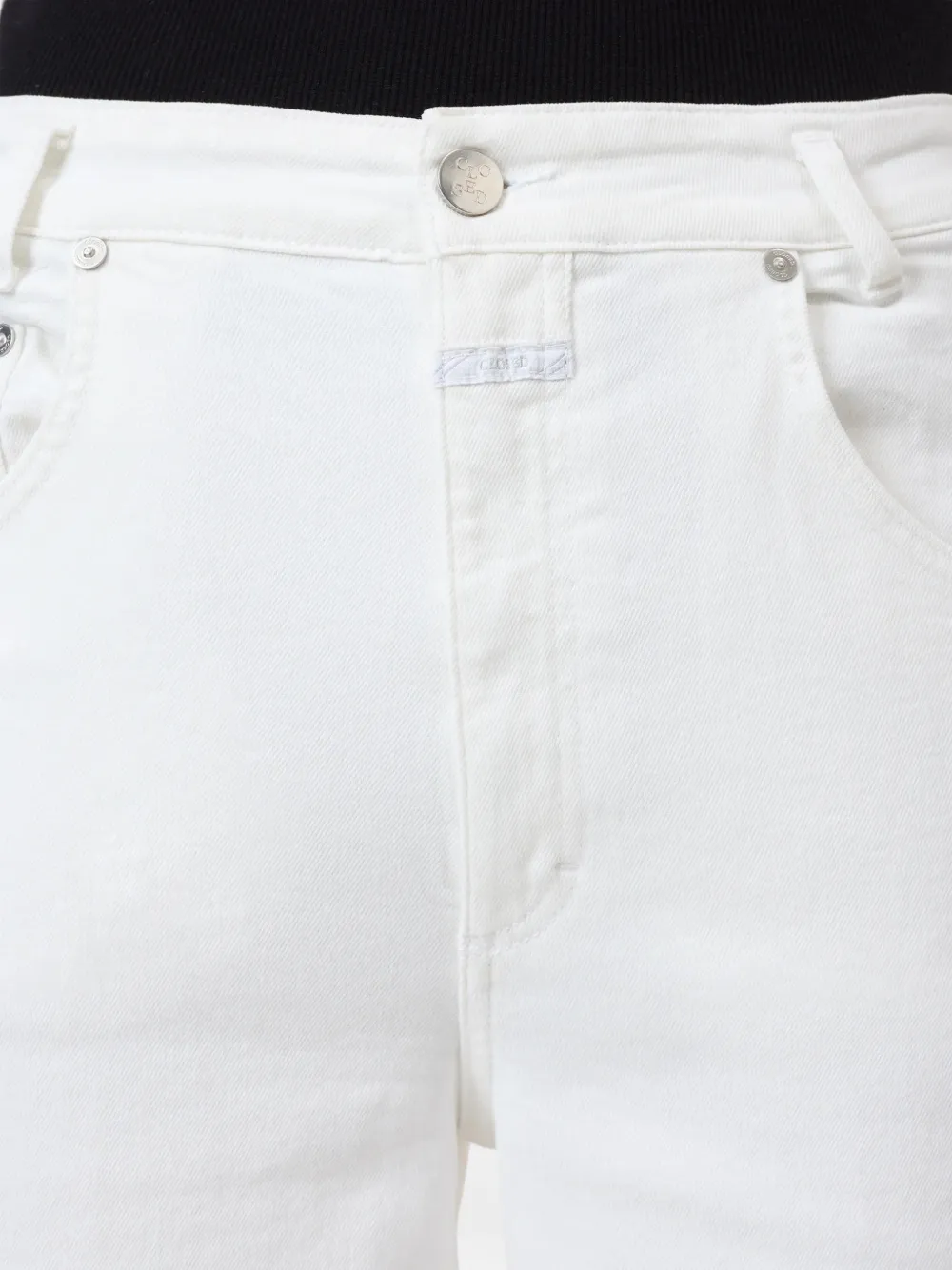 Closed Jeans met wijde pijpen en knopen Wit