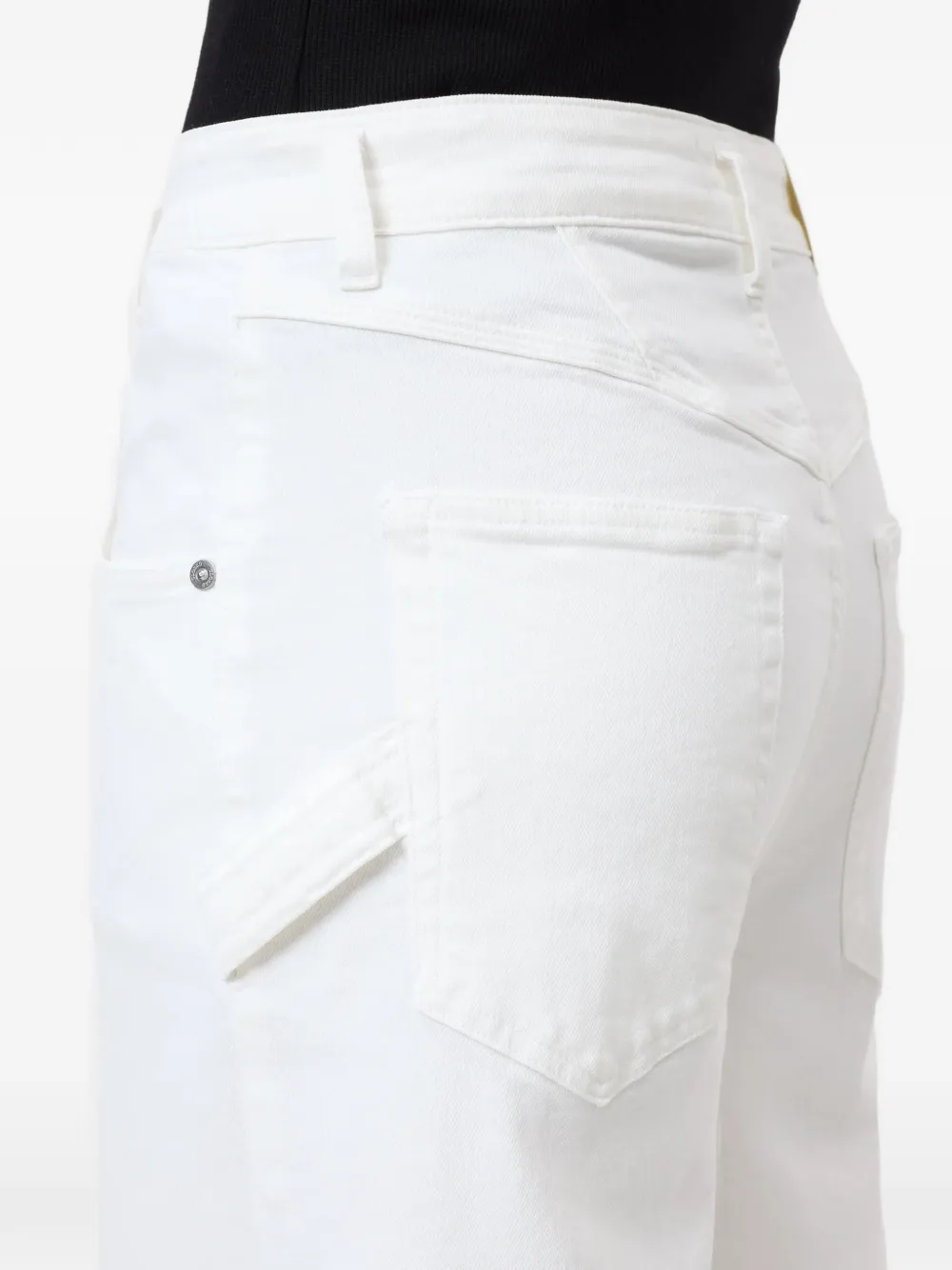 Closed Jeans met wijde pijpen en knopen Wit