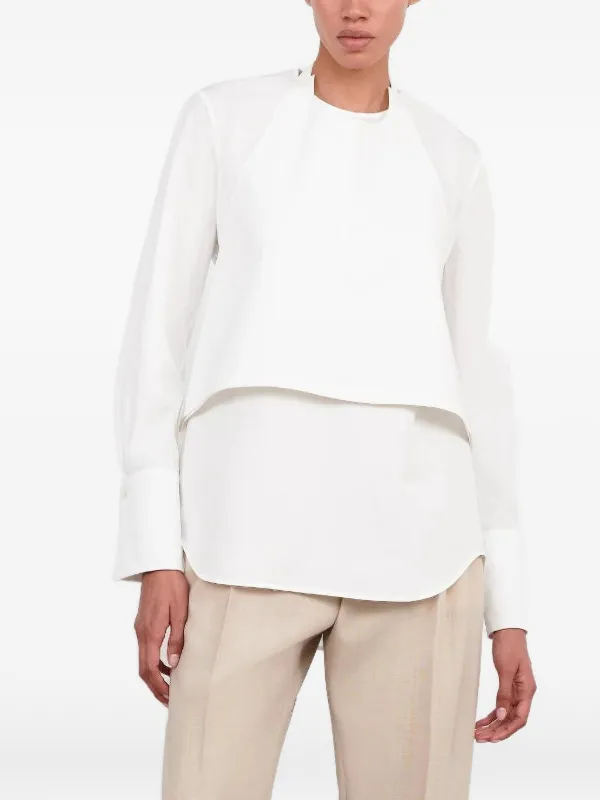 WARDROBE.NYC Layered Buckle-strap Blouse in White