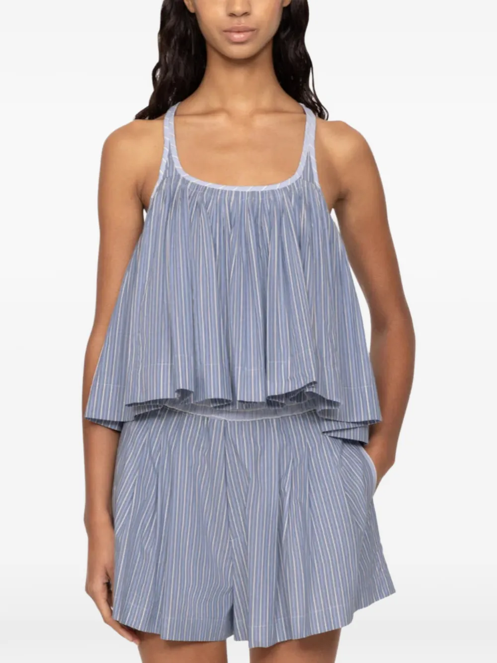 Sea striped tiered top - Blu