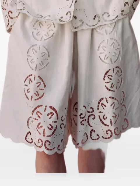 Sea broderie-anglaise scalloped-hem shorts