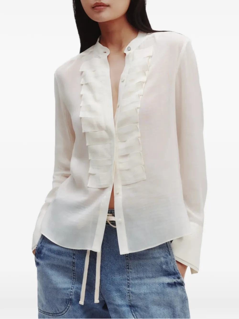 TWP ruffled-trim blouse - Bianco