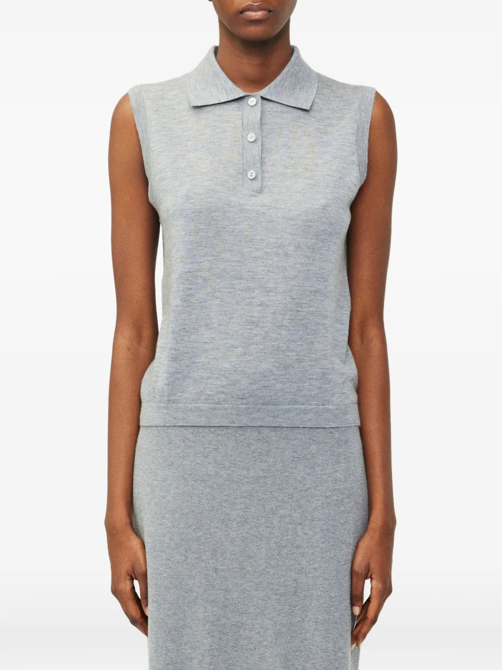 Lisa Yang Lise sleeveless polo top - Grigio