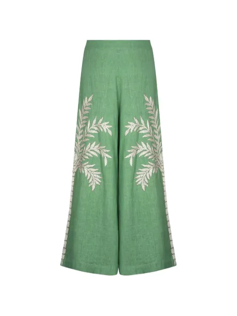Carolina K palm-tree embroidered palazzo pants