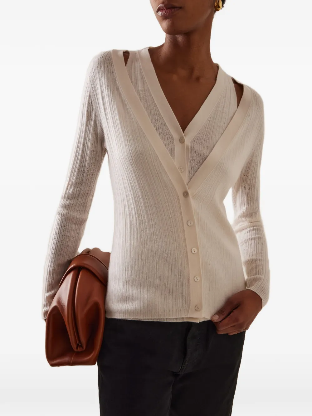 Lisa Yang Vanna geribbeld vest Beige