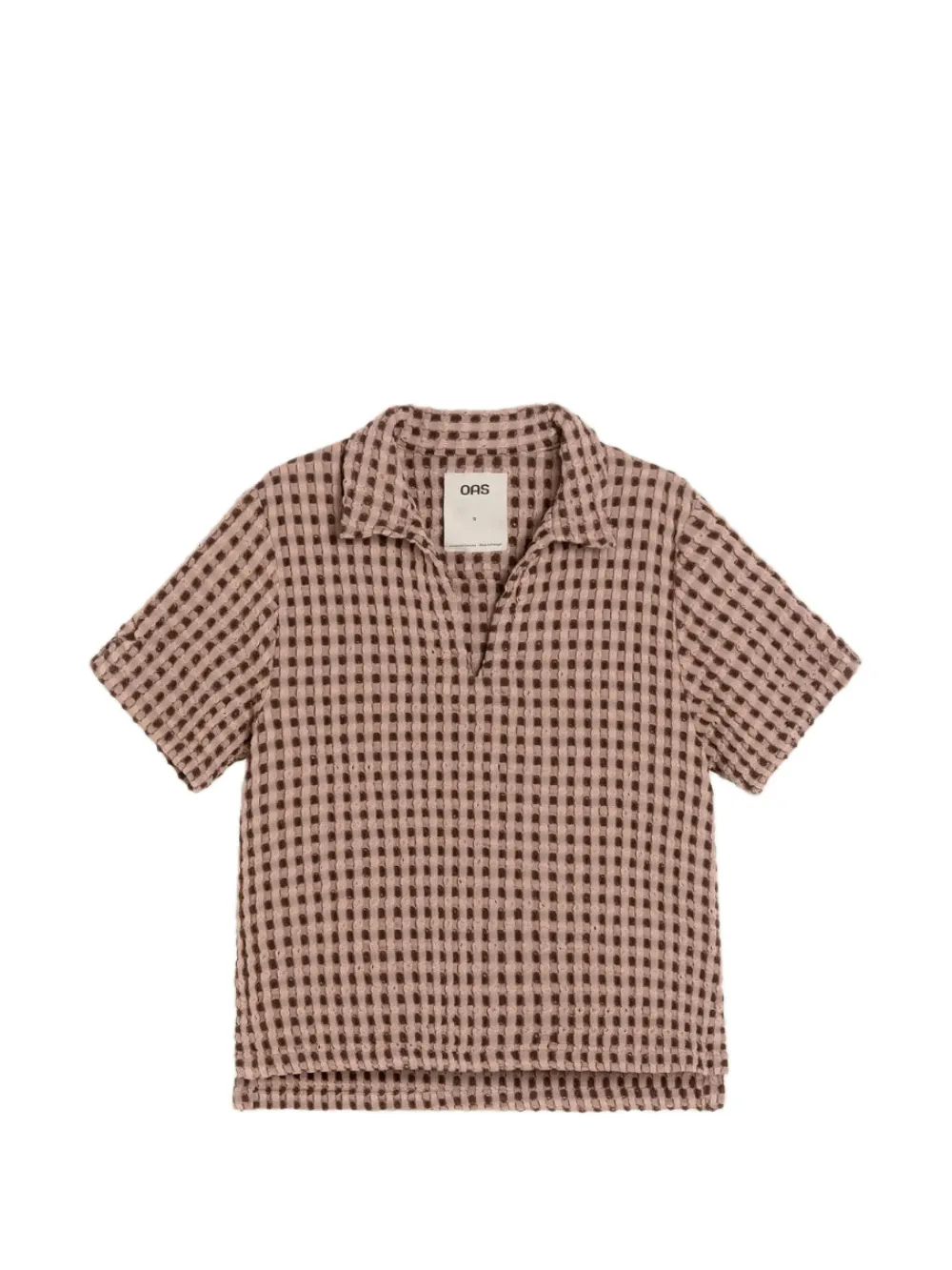 OAS Company check-pattern seersucker polo shirt - Pink