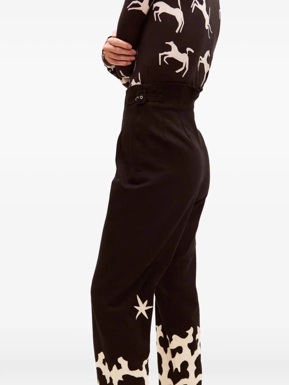 Carolina K Mama broek met geborduurd ster-patroon Zwart