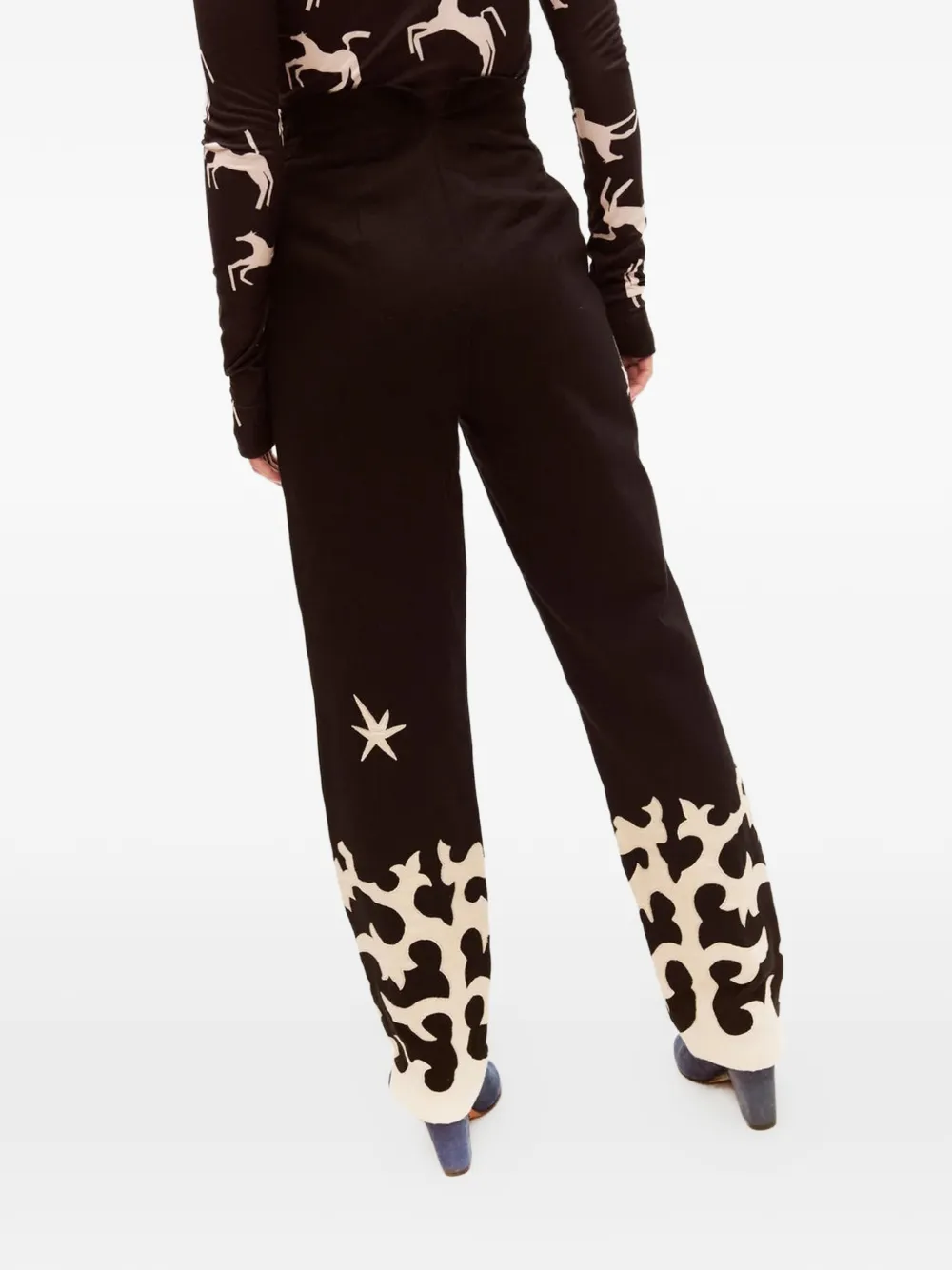 Carolina K Mama broek met geborduurd ster-patroon Zwart