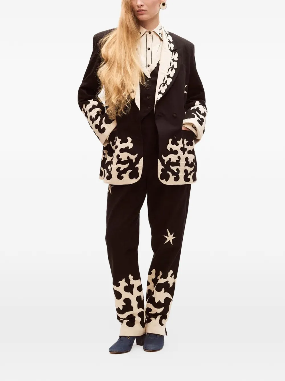 Carolina K Mama embroidered star-motif trousers - Nero