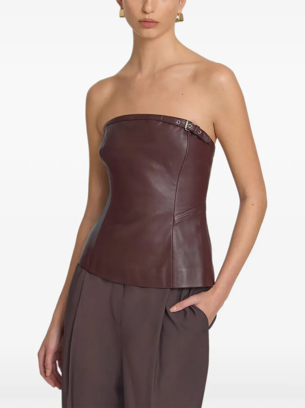 VIKTORIA & WOODS buckle-detail leather top - Marrone