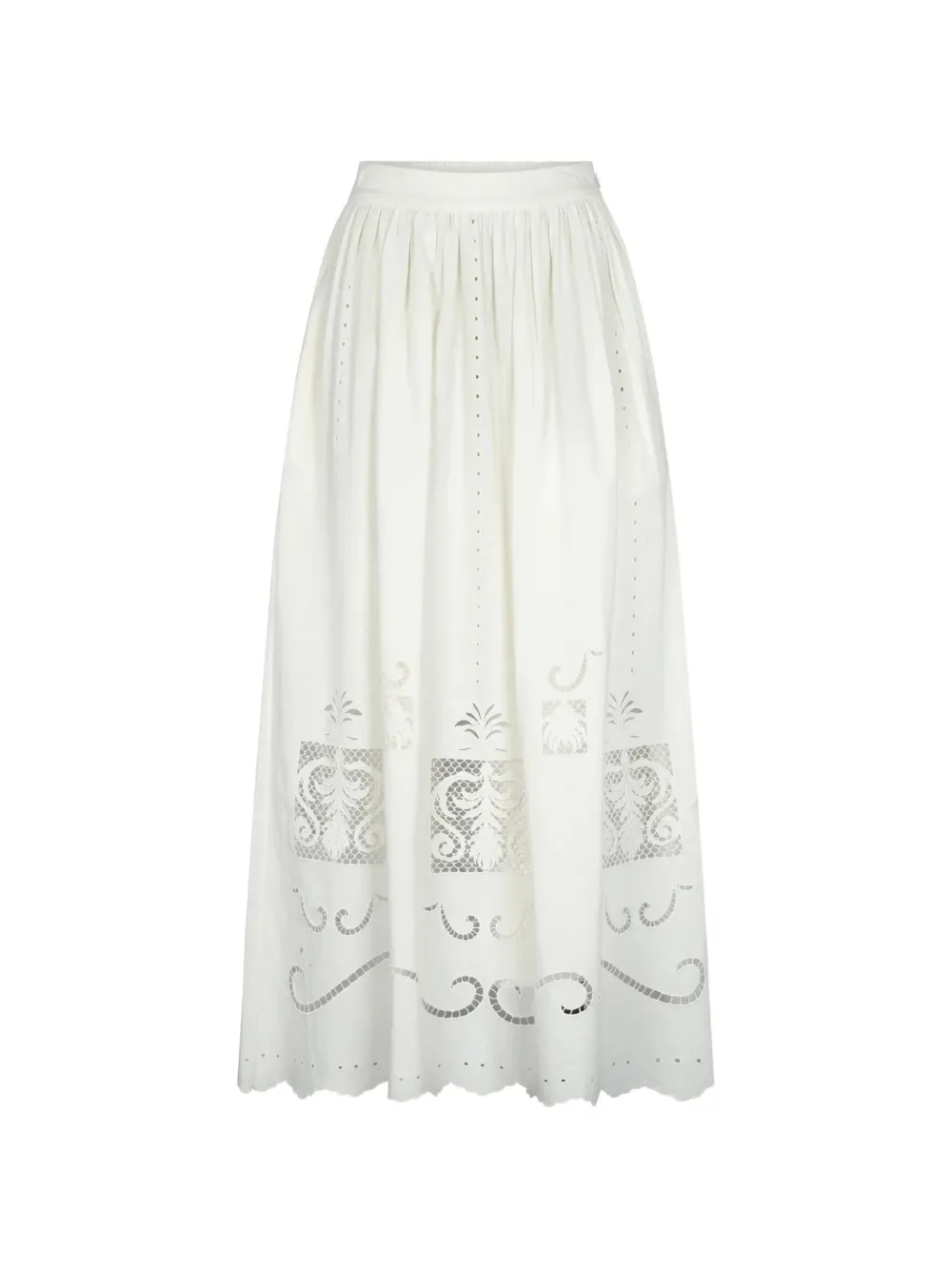 Carolina K Larissa eyelet-embroidered scalloped skirt - Bianco