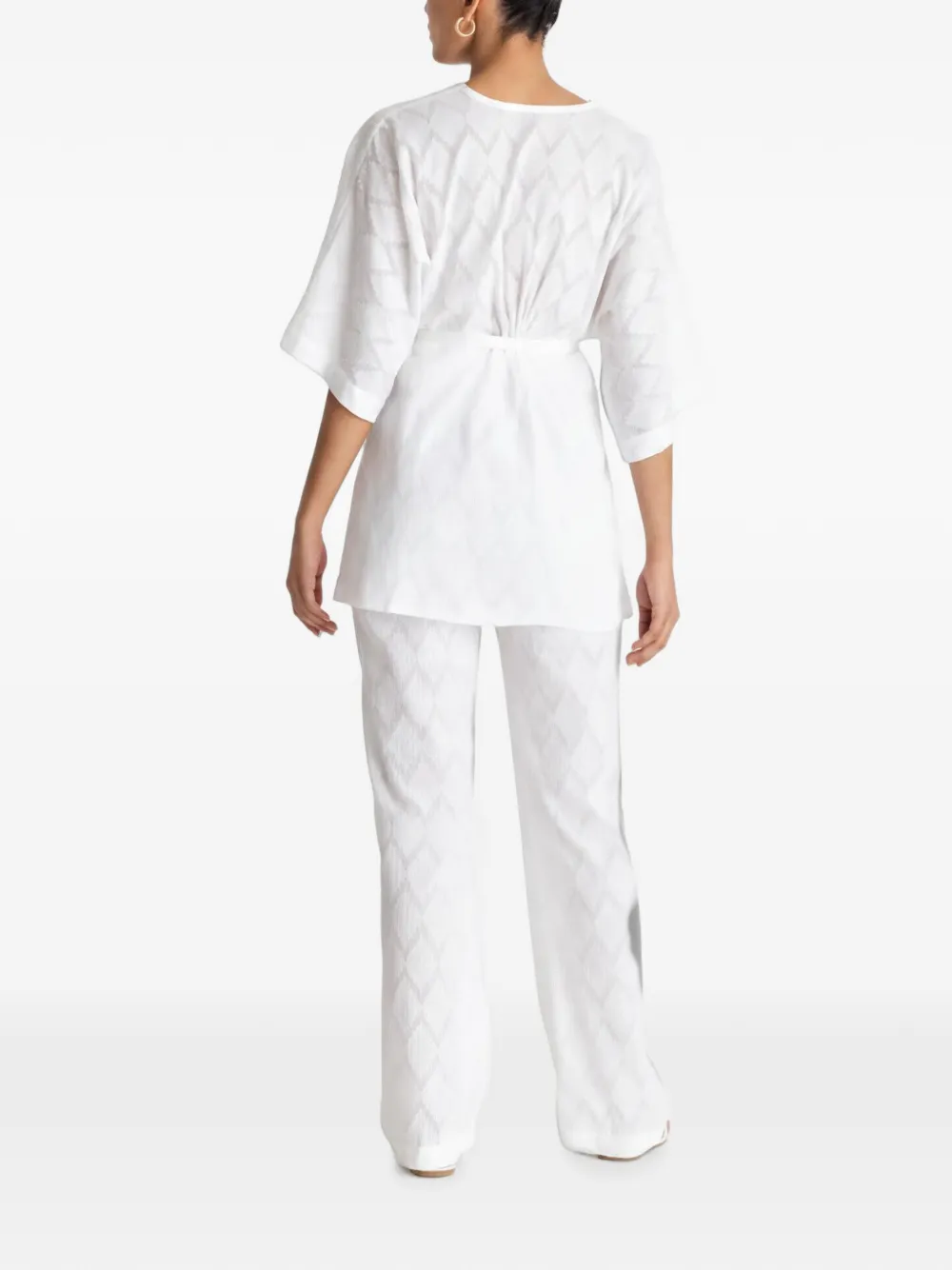 DIARRABLU Leer broek met geometrisch patroon Wit