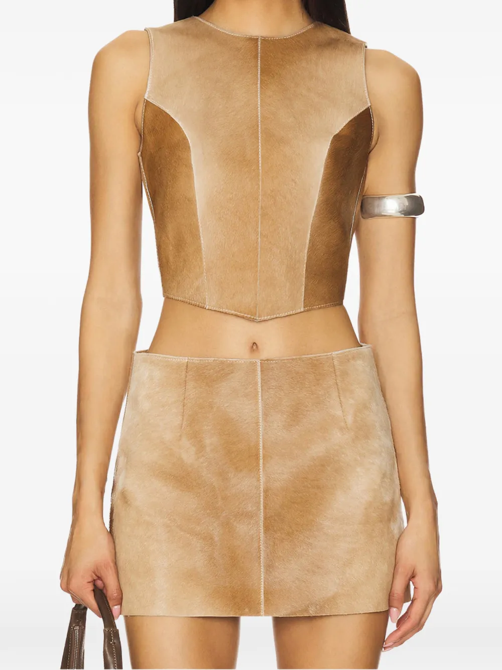 Zut calf-hair panelled top - Marrone