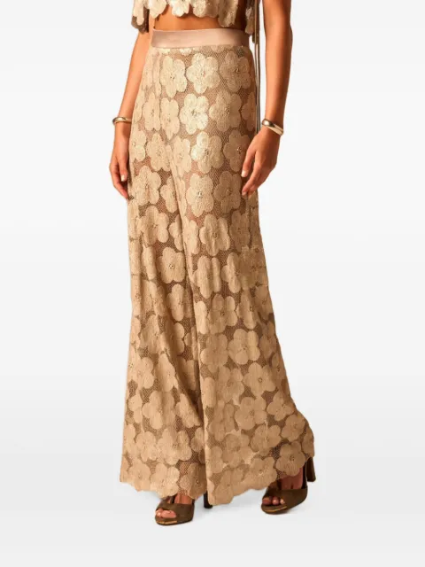 JBQ Dean floral-lace wide-leg trousers