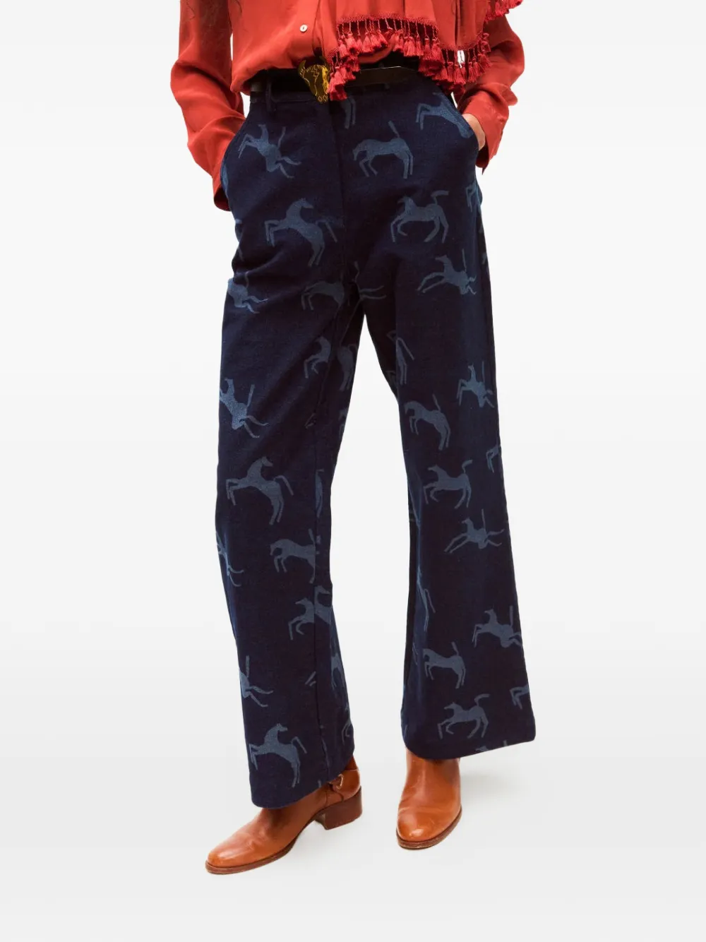 Carolina K Zaino horse-print jeans - Blu