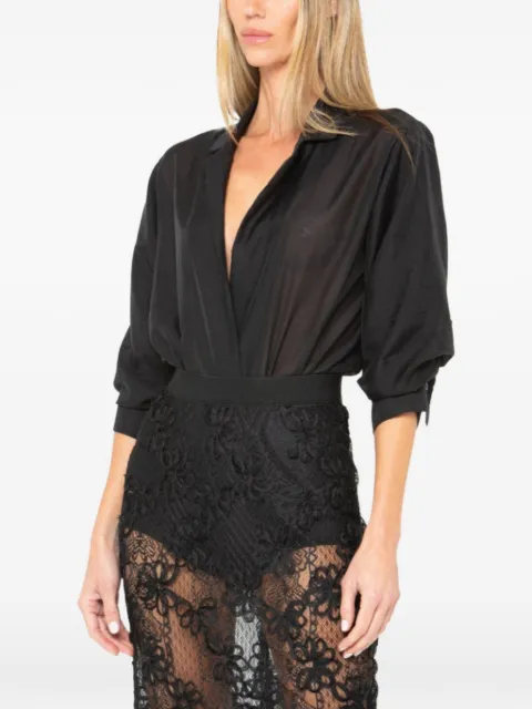 JBQ Marceline notched-collar wrap bodysuit