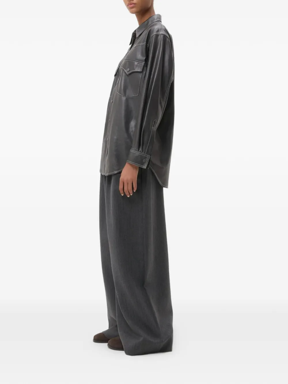 TWP Blouse met contrasterend stiksel Grijs