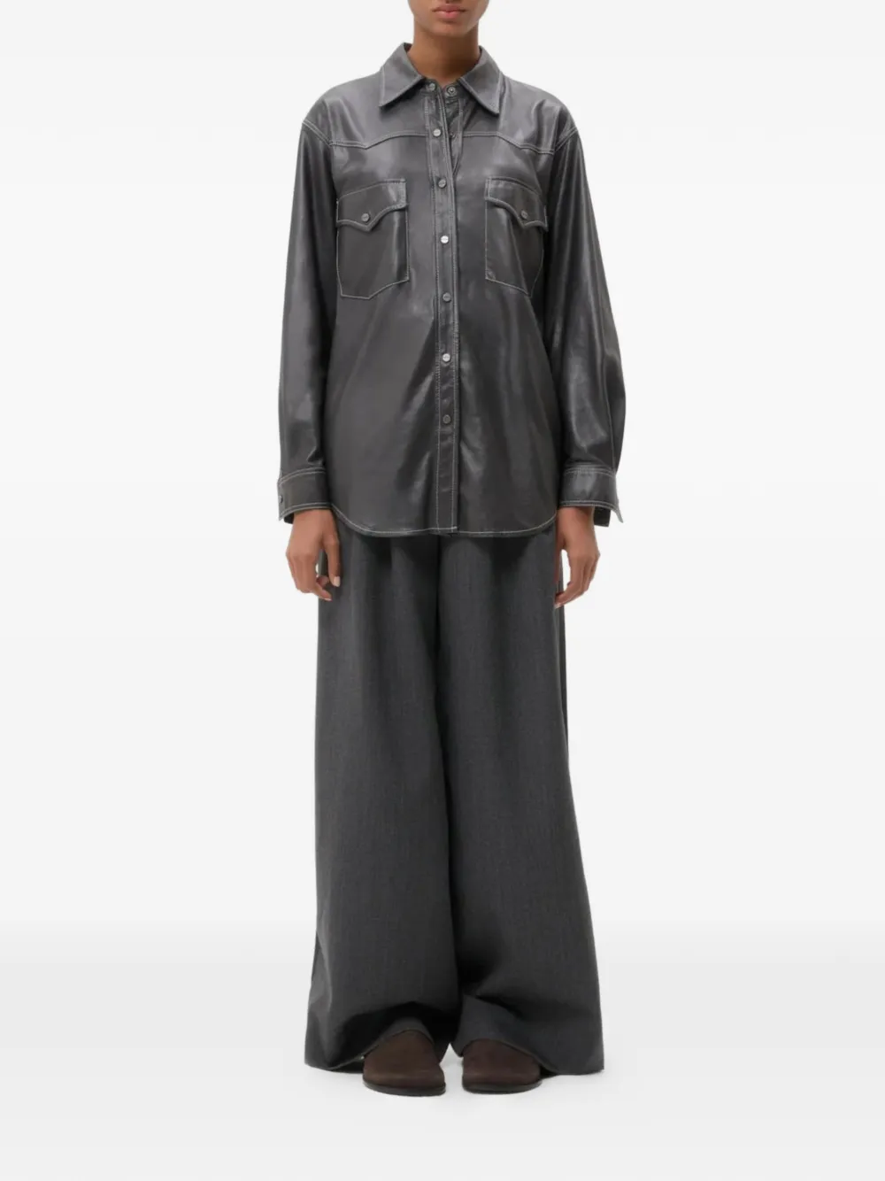 TWP Blouse met contrasterend stiksel Grijs