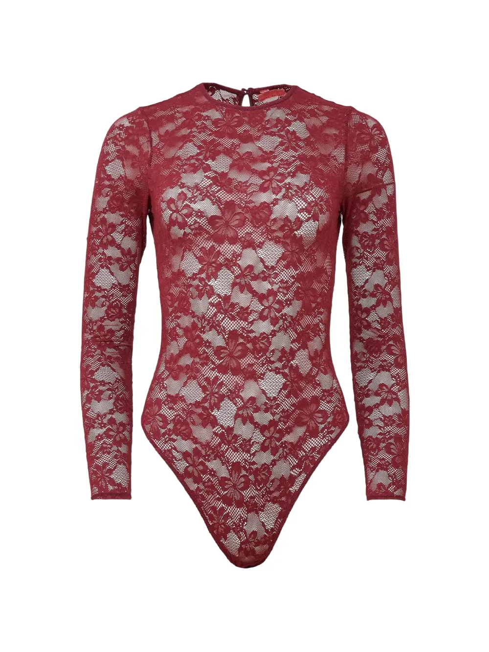 Fleur Du Mal floral-lace long-sleeve bodysuit - Rosso