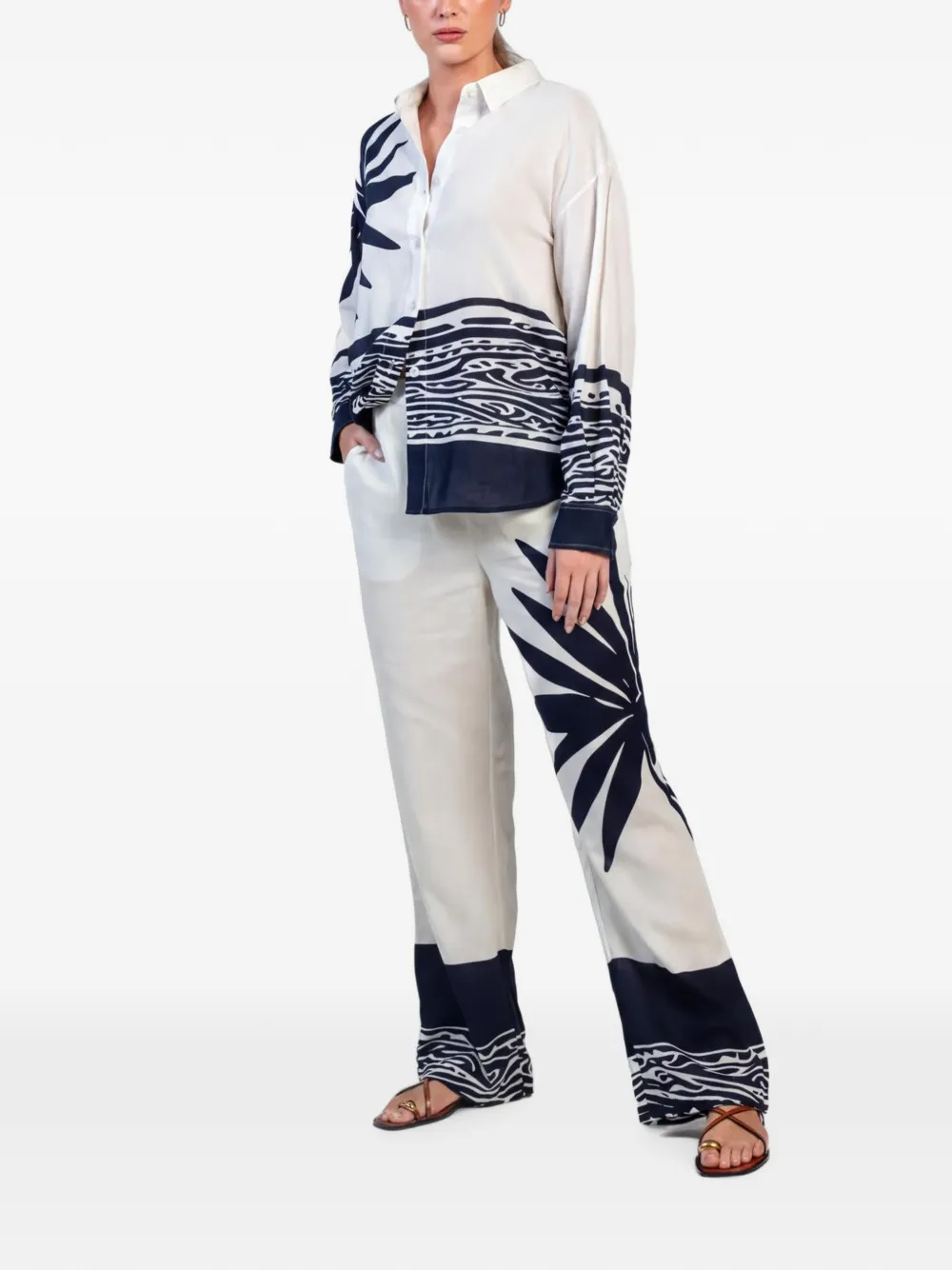 DIARRABLU Tova broek met grafische print Beige