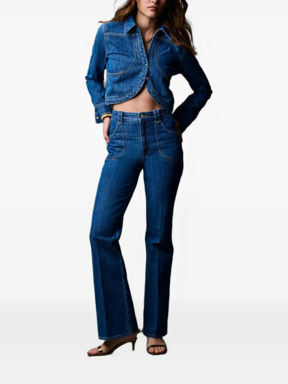 HEVRON Alana jeans met opgestikte zak Blauw