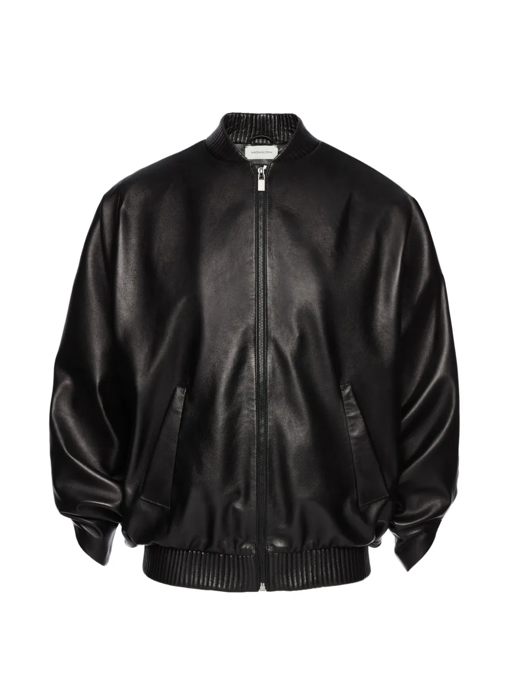 Magda Butrym ribbed-trim leather jacket - Nero