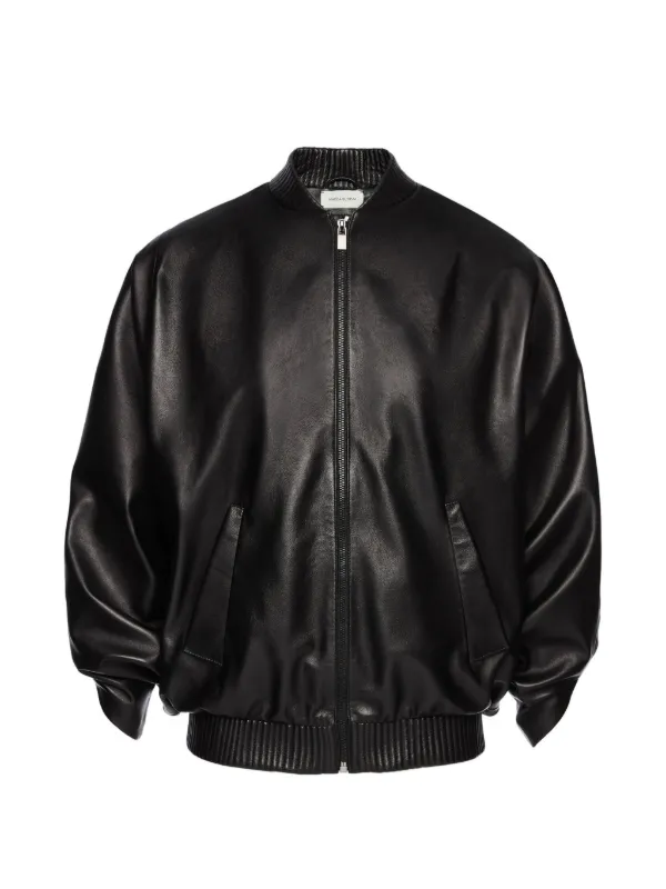 Magda Butrym Ribbed-trim Leather Jacket in Black