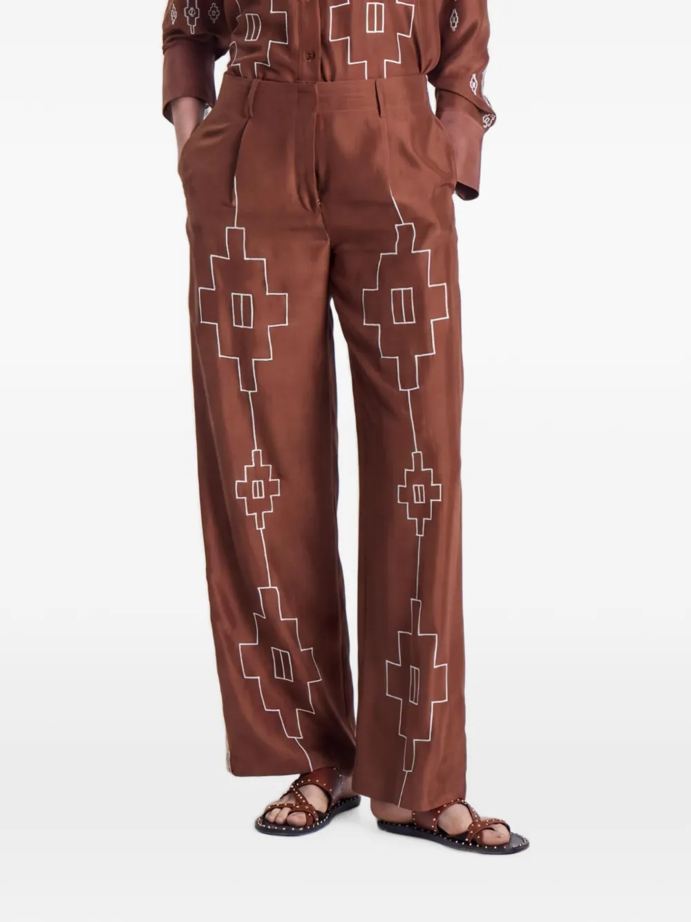 Maria Cher embroidered wide-leg trousers