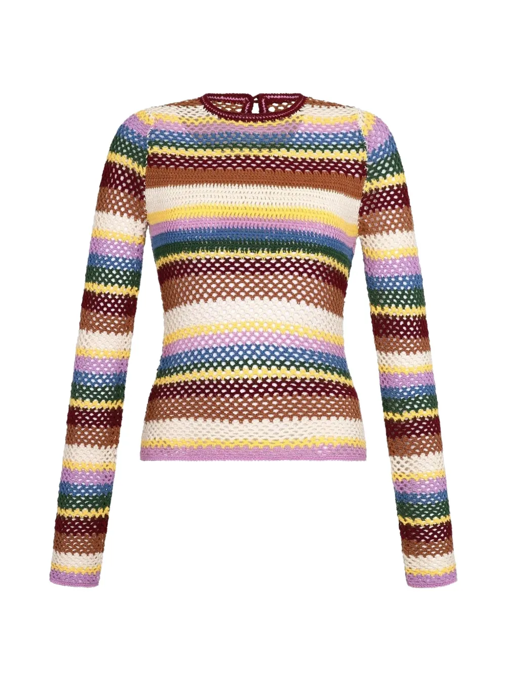 Carolina K Mila crochet-knit striped cotton top - Bianco