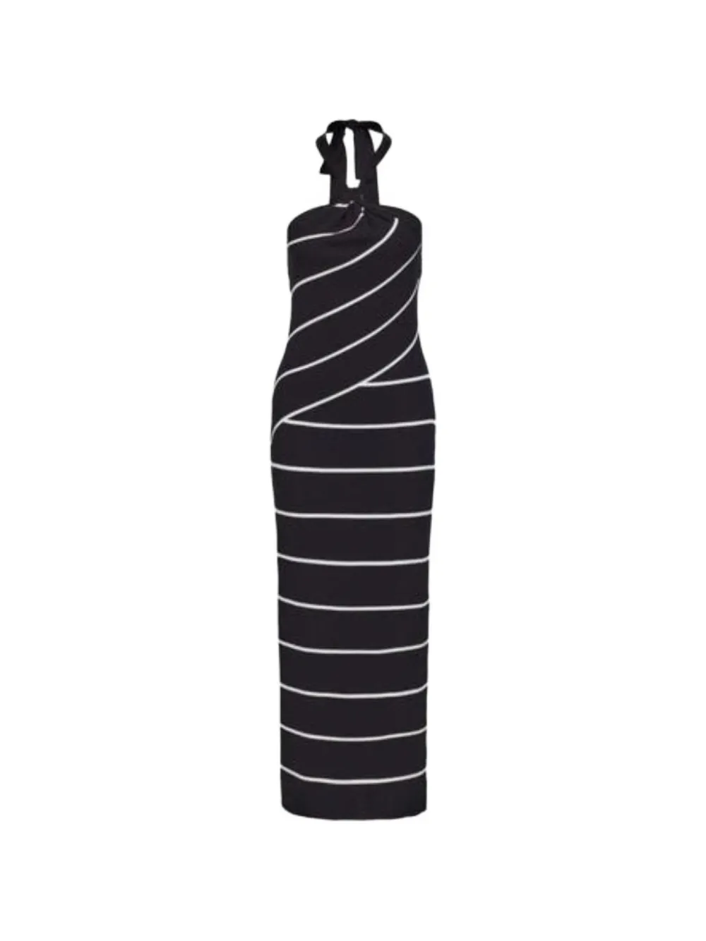 VIKTORIA & WOODS Lonesome stripe-pattern halterneck cotton midi dress - Nero