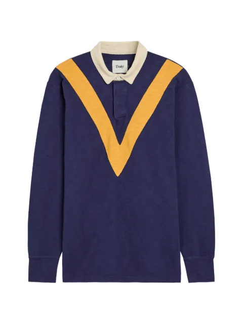 Drake's chevron-pattern long-sleeves polo shirt